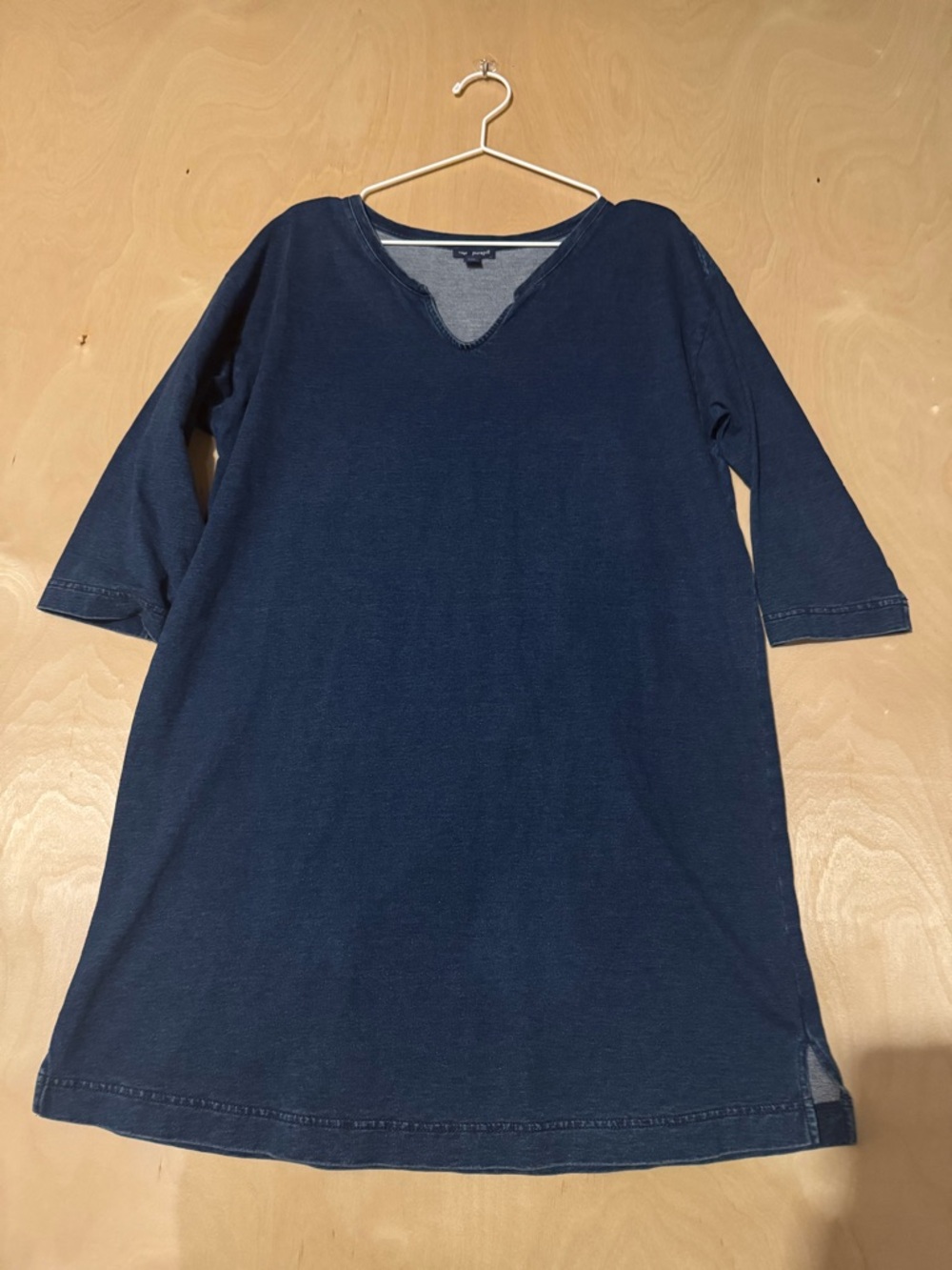 J. Jill Pure Jill Indigo V-Neck 3/4 Sleeve Tunic / Short Dress Size Medium